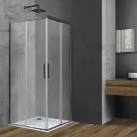 Душевой уголок Vincea Soft 90х90 VSS-3SO900CLGM, дверь раздвижная, профиль вороненая сталь, стекло прозрачное