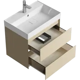 Тумба с раковиной подвесная Aqwella Geometria 65 GE01652MD, с двумя ящиками, цвет морская дюна
