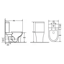 Унитаз напольный Azario FRETTA ROUND AZ-7121A безободковый, с бачком и сидением микролифт, Белый глянцевый