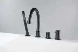 Смеситель на борт ванны Aquatek Европа AQ1348MB, однорычажный, с внутренней частью, Черный матовый