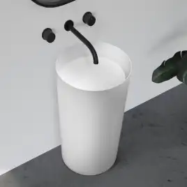 Раковина напольная ABBER STEIN 45х45х85 AS2506-H, круглая, белая матовая