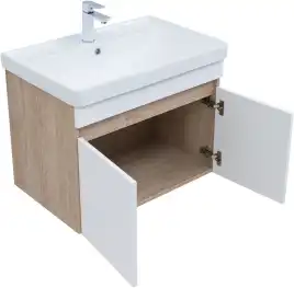 Тумба под раковину Aquanet Оптима 70 дуб светлый/белый сатин, 344800
