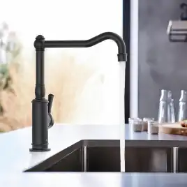 Смеситель для кухни Aquatek Классик AQ1580MB поворотный излив, Черный матовый