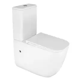 Унитаз-компакт Azario RIANO AZ-1305A напольный, безободковый, со смывом Торнадо, в комплекте с бачком и сиденьем микролифт, Белый глянцевый