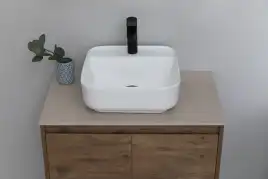 Раковина накладная Aquanet CITY-2 39х39х14 квадратная, Белая глянцевая