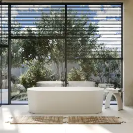 Ванна  Abber Stein 180х75 AS9614 из искусственного камня, Белая матовая