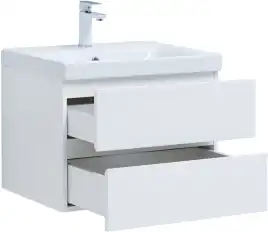 Тумба под раковину Aquanet Беркли 60 белый глянец (2 ящика) 302349