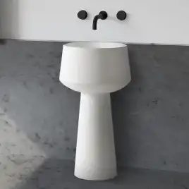 Раковина напольная ABBER STEIN 50х50х90 AS2508, круглая, белая матовая