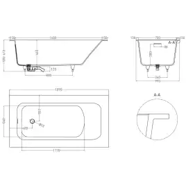 Ванна Salini ORLANDA KIT PLUS 190х100 102114M из материала S-Sense, Белая матовая
