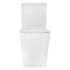 Унитаз-компакт Azario Quadro AZ-2175 напольный, безободковый, в комплекте с бачком и сиденьем микролифт, Белый глянцевый