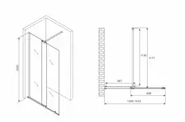 Душевая перегородка Abber Komfort 120 см, AG09120B, профиль Черный, стекло Прозрачное