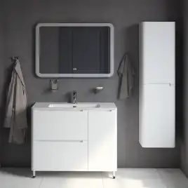 Тумба с раковиной IDDIS Edifice 100, напольная, Белая, EDI10WFi95K