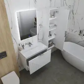 Шкаф-пенал для ванной Grossman Блисс 35 подвесной, белый матовый (303548)