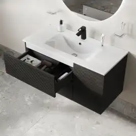 Тумба с раковиной IDDIS Bild 100, подвесная, Темно-серый, BIL10G0i95K