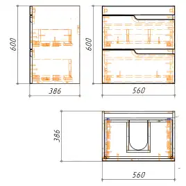 Тумба с раковиной Azario KANTRI 60/2 CS00097248,подвесная с раковиной Фостер 60, белая