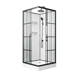 Душевая кабина Niagara Standart 90х90 ST90/15QR/KL/BKT низкий поддон, черный профиль, стекло прозрачное