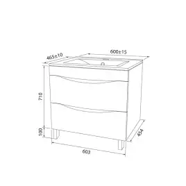 Тумба с раковиной IDDIS Cloud 60, напольная, Белая, CLO60WFi95K