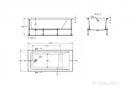 Акриловая ванна Roca EASY 170х80 ZRU9307624 прямоугольная, Белая