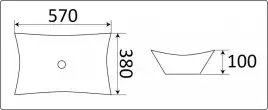 Раковина накладная CeramaLux 570х380х100 7701B, цвет Белый