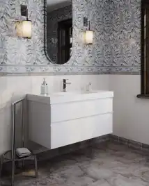 Раковина KERAMA MARAZZI CUBO подвесная\мебельная, 100 см, белая глянцевая, CU.wb.100