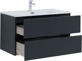 Тумба под раковину Aquanet Алвита New 90 2 ящика, антрацит 303919
