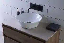 Раковина накладная Aquanet SMART-1 42х42х12,5 круглая, Белая глянцевая