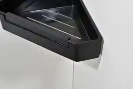 Полка для душа угловая Aquatek AQ4976MB со стеклоочистителем, Черный матовый