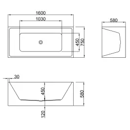 Акриловая ванна Azario KATRINA 160х75 AZ-6601C-16075, Отдельностоящая