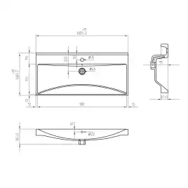 Тумба с раковиной AVS Вернисаж 100 белая глянцевая (раковина белая), подвесная 2 ящика, N814-01-1000WG-02-1010WG