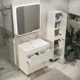 Тумба под раковину Grossman Виста 75 напольная, белая глянцевая (107565)