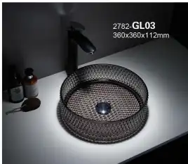 Раковина накладная CeramaLux 360х360х112 GL03, цвет Прозрачный