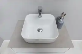 Раковина накладная Aquanet CITY-2 39х39х14 квадратная, Белая глянцевая