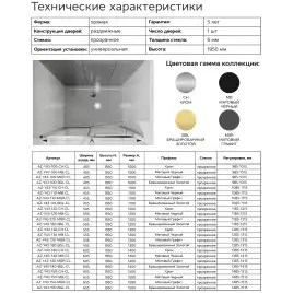 Душевая дверь Azario 140 AZ-Y43-140-MGR-CL, профиль графит матовый, стекло Прозрачное