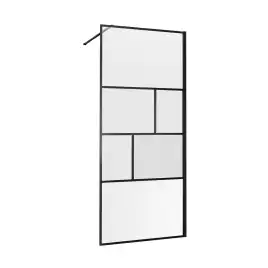 Душевая перегородка Vincea Walk in HC Art 90 VSW-1HC900CFB, профиль матовый черный, стекло прозрачное/рифленое