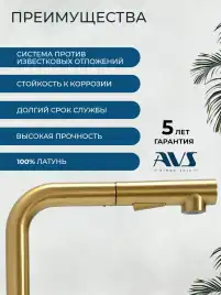 Смесители для кухни AVS 811-191-BG, брашированное золото
