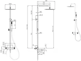 Душевая система Allen Brau Priority 5.31A10-00 для ванны с изливом, верхний и ручной душ, Хром