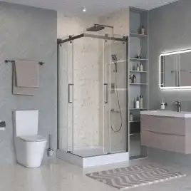 Душевой уголок BelBagno MARINO-2-A-2-90-C-GM стекло прозрачное, профиль Оружейная сталь