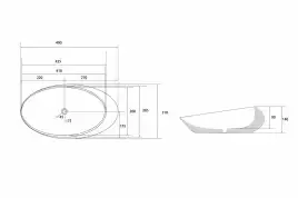 Раковина накладная ABBER BEQUEM 49х31х14 AC2107BS, овальная, черная матовая с серебром