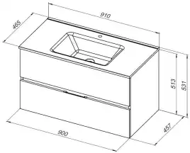 Тумба под раковину Aquanet Алвита New 90 2 ящика, антрацит 303919