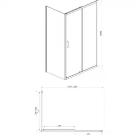 Душевой уголок Azario MILTON 120х80х200 AZ-ND1131-R 1200 BLACK профиль Черный, стекло Прозрачное
