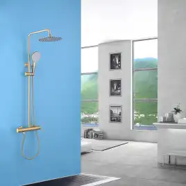 Душевая стойка ABBER Emotion AF8816GL с изливом, золото матовое