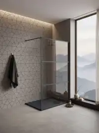 Душевая перегородка Aquanet 80x200 SW-800GRT профиль графит, прозрачное стекло