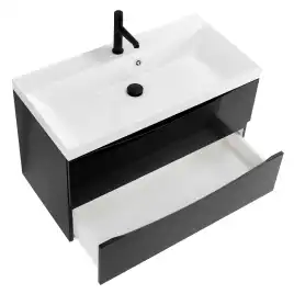 Тумба под раковину BelBagno MARINO-800-2C-SO-NL-P подвесная Nero Lucido
