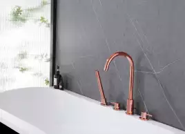 Смеситель на борт ванны Abber Wasser Kreis AF8113RG, двухвентельный, с внутренней частью, Золото розовое