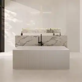 Ванна  Abber Stein 170х75 AS9603 из искусственного камня, Белая матовая