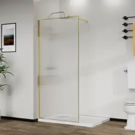 Душевая перегородка Azario Walk-in 90 AZ-271-90-BGL-CRF стекло 8 мм рифленое, профиль Золото матовое