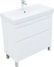 Тумба под раковину Aquanet Слим 80 напольная, белый сатин, 346044