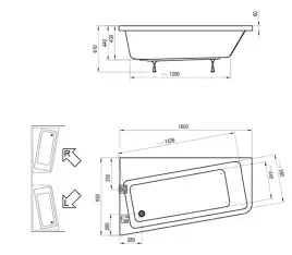 Акриловая ванна Ravak 10° 160х95 C831000000 левая, Белая