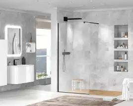 Душевая перегородка CEZARES LIBERTA-L-1-100-C-NERO стекло Прозрачное, профиль Черный