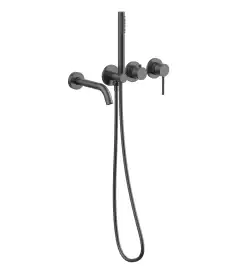 Смеситель для ванны Vincea Groove VBTW-4G1GM, встраиваемый, вороненая сталь